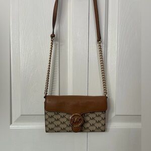 Michael Kors Tan and Brown Crossbody Bag